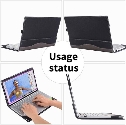 حافظة كمبيوتر محمول لجهاز ASUS ExpertBook B1 B1503/ BM1 BM1503/P1 P1503&PM1503، حافظة لجهاز ASUS Chromebook CX15 (CX1505) 15.6 بوصة 2 في 1 حافظة كمبيوتر محمول قابلة للفصل من جلد البولي يوريثان (أسود) in Kuwait