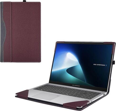 حافظة كمبيوتر محمول لجهاز ASUS ExpertBook B1 B1503/ BM1 BM1503/P1 P1503&PM1503، حافظة لجهاز ASUS Chromebook CX15 (CX1505) 15.6 بوصة 2 في 1 حافظة كمبيوتر محمول قابلة للفصل من جلد البولي يوريثان (أسود) in Kuwait