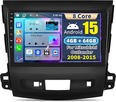 4G+64G Android Car Radio Stereo for Mitsubishi Outlander/Citroen C-Crosser/Peugeot 4007 2008-2015 Wireless Apple CarPlay Android Auto Bluetooth 5.0 GPS 9"1280*720 Screen DSP 32EQ + Backup Camera Mic in Saudi Arabia