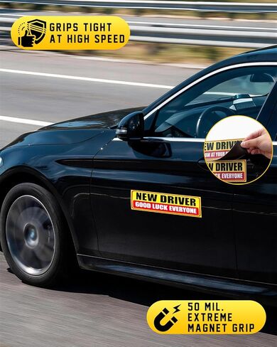 Student Driver Magnet for Car, 3pcs New Drivers Sticker Safety Warning, Reusable Reflective Strong Magnetic Bumper Signs, Removable Rookie Automotive Decals for Novices, Teenagers, Weather-Resistant in Saudi Arabia