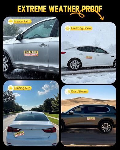 Student Driver Magnet for Car, 3pcs New Drivers Sticker Safety Warning, Reusable Reflective Strong Magnetic Bumper Signs, Removable Rookie Automotive Decals for Novices, Teenagers, Weather-Resistant in Saudi Arabia