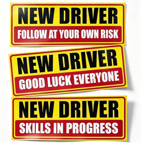 Student Driver Magnet for Car, 3pcs New Drivers Sticker Safety Warning, Reusable Reflective Strong Magnetic Bumper Signs, Removable Rookie Automotive Decals for Novices, Teenagers, Weather-Resistant in Saudi Arabia