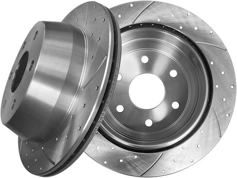 PM Auto Rear 325mm Drilled Slotted Brake Disc Rotors Compatible With 1999-2007 GMC Sierra 1500 in Kuwait