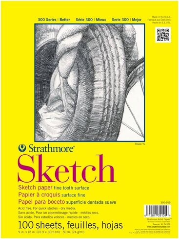 Strathmore 300 Series Sketch Pad, 9x12 inch, 100 Sheets, Glue Bound - Artist Sketchbook for Drawing, Illustration, Art Class Students in Saudi Arabia