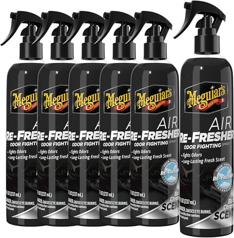 Meguiar's Black Chrome Air Re-Fresher Car Air Freshener and Odor Eliminator, 6 Pack (6 x 8 oz Trigger Spray Cans), Automotive Interior HVAC Odor Treatment for Vehicle Cabin and Vents in Kuwait