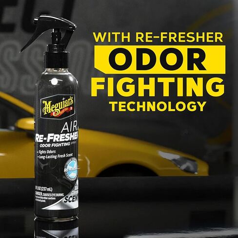 Meguiar's Black Chrome Air Re-Fresher Car Air Freshener and Odor Eliminator, 6 Pack (6 x 8 oz Trigger Spray Cans), Automotive Interior HVAC Odor Treatment for Vehicle Cabin and Vents in Kuwait