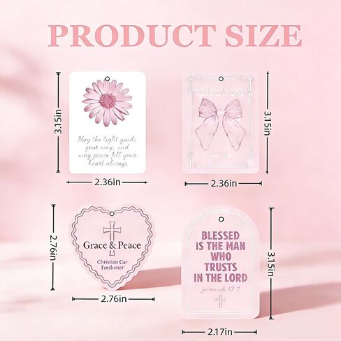4Pcs Pink Christian Car Air Freshener,Pink Bow Religious Cross Hanging Fragrance Car Rearview Mirror Pendant for Car Closet Books Car Accessories Mirror Decor for Women in Saudi Arabia