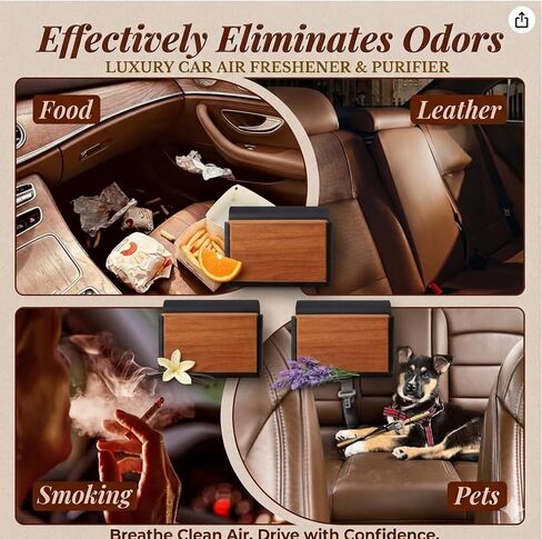 Car Air Freshener-The Original Wood Air Freshener for Visor Clip - Long Lasting Car Odor Eliminator and Scent Diffuser for Cabin, for Car interier or Rooms freshener 1 Metal Clips-Variety 3 Pack in Kuwait