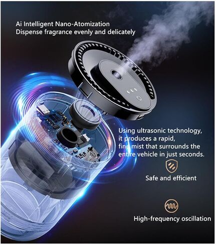 Smart Car Air Freshener 50ML Perfume Ultrasonic Mist Aromatherapy Diffuser Portable Humidifier for Car and Home Use Automatic Start and Stop 3 Modes 4 Freshness Principles(Ancient Dragon) in Saudi Arabia