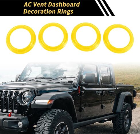 4 Pcs AC Vent Dashboard Decoration Rings for Jeep Wrangler JK JKU 2011-2017 Air Conditioner Air Outlet Vent Cover Ring ABS Yellow in Kuwait