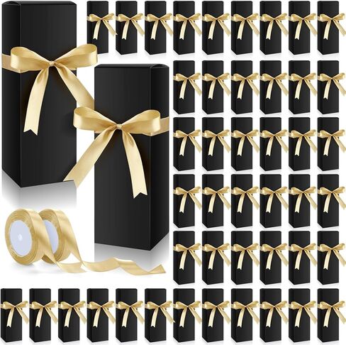 Windyun 50 Pcs Tumblers Gift Box with Ribbon for 12oz, 20oz, 30oz Sublimation Glass Gift Boxes for Packaging Tumbler Skinny Glass for Shipping Wrapping Exhibition(Black) in Kuwait