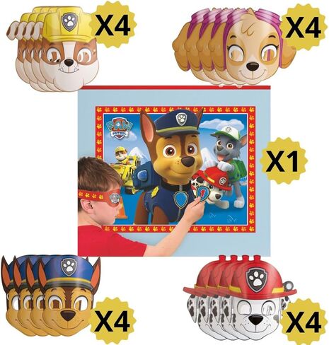 Paw Patrol Party Supplies Bundle - Unbeatable Value! Includes 1 Game Pack & 16 Masks, Perfect for Kids' Birthdays! Official Licensed Product for Ultimate Fun! in Saudi Arabia