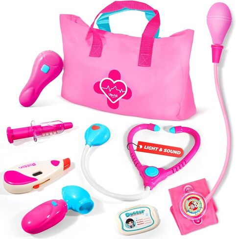 Doctor Kit for Toddlers 3-5 - Preschool Pretend Play Medical Kit with Stethoscope, Blood Pressure Cuff and Carrying Bag- Dress Up Toys for Kids Ages 3+ Years in Saudi Arabia