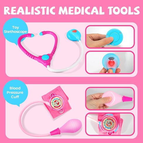 Doctor Kit for Toddlers 3-5 - Preschool Pretend Play Medical Kit with Stethoscope, Blood Pressure Cuff and Carrying Bag- Dress Up Toys for Kids Ages 3+ Years in Saudi Arabia
