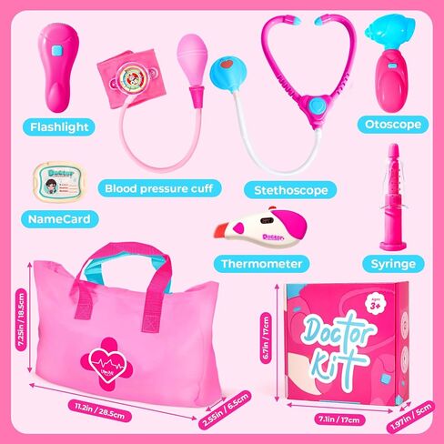 Doctor Kit for Toddlers 3-5 - Preschool Pretend Play Medical Kit with Stethoscope, Blood Pressure Cuff and Carrying Bag- Dress Up Toys for Kids Ages 3+ Years in Saudi Arabia