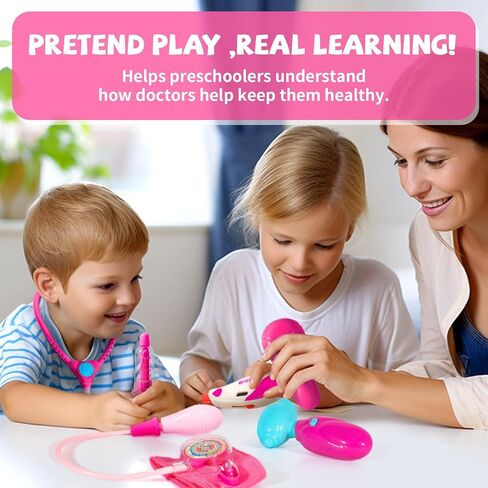 Doctor Kit for Toddlers 3-5 - Preschool Pretend Play Medical Kit with Stethoscope, Blood Pressure Cuff and Carrying Bag- Dress Up Toys for Kids Ages 3+ Years in Saudi Arabia