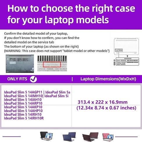 Laptop Case for Lenovo IdeaPad Slim 5 14AGP11 | 14IMH10 14IAH10 14ARP10 14AKP10 14AHP10 14IRH10 14IRH10R |Slim 5a 5i 14" 2-in-1 PU Leather Protective Laptop Bag Detachable Shell (Dark Grey) in Kuwait