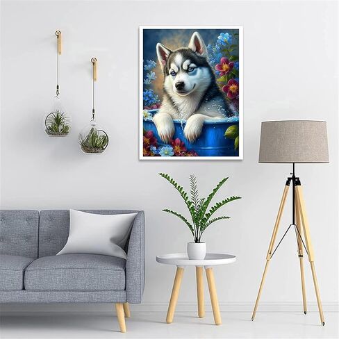 YOUSHIHA Funny Siberian Husky Dog Diamond Painting Kits for Adults,DIY 5D Animal Diamond Art Full Drill for Adult,for Beginner Home Wall Decor Gift 8x12 Inch in Saudi Arabia