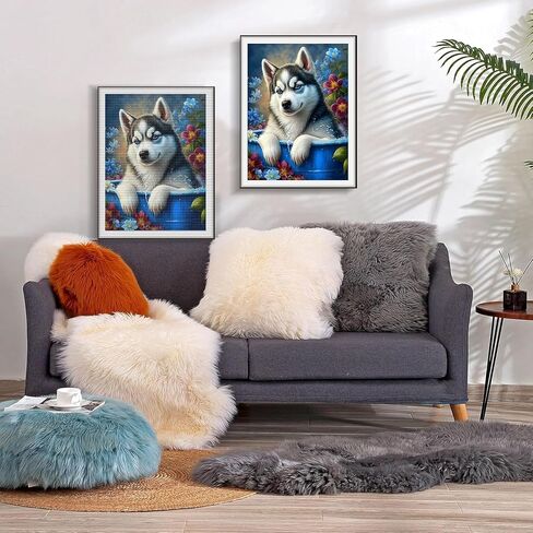 YOUSHIHA Funny Siberian Husky Dog Diamond Painting Kits for Adults,DIY 5D Animal Diamond Art Full Drill for Adult,for Beginner Home Wall Decor Gift 8x12 Inch in Saudi Arabia