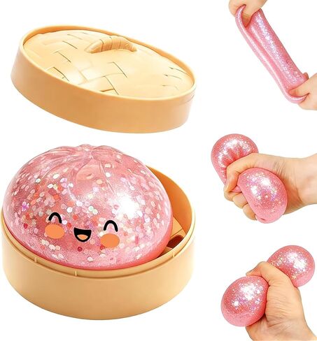 Dumpling Squishies, Mystery Glitter Dumpling Squishies Box, Colorful Dumplings Stress Balls Fidget Sensory Toy, Soft Squeeze Decompression Dough for Anxiety Relief Fidget in Saudi Arabia