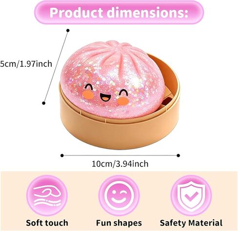 Dumpling Squishies, Mystery Glitter Dumpling Squishies Box, Colorful Dumplings Stress Balls Fidget Sensory Toy, Soft Squeeze Decompression Dough for Anxiety Relief Fidget in Saudi Arabia