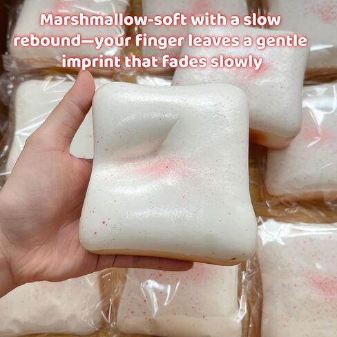 4 Inch Sticky Bread Squishy Toys, Super Soft Thick White Toast Slow Rising Squishy, Realistic Toast-Shaped Squeeze Toys, Big Food Squishies for Adults Stress Relief in Saudi Arabia