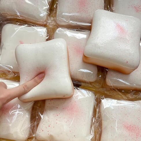 4 Inch Sticky Bread Squishy Toys, Super Soft Thick White Toast Slow Rising Squishy, Realistic Toast-Shaped Squeeze Toys, Big Food Squishies for Adults Stress Relief in Saudi Arabia