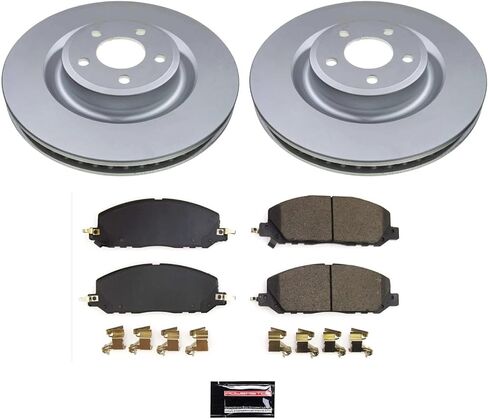 PowerStop Front Brake Kit for Ford Explorer 2020-25 | Lincoln Aviator 2020-25 - Fully-Coated Disc Rotors with Z17 Ceramic Brake Pads Replacement, CRK8672 in Kuwait