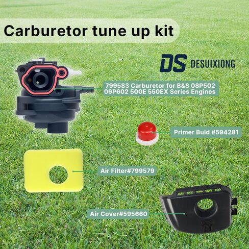 799583 Carburetor Replacement for Briggs & Stratton 300E 450E 500E 550EX 575e 600e 09P602 08P502 8P502 140cc 125cc Lawn Mower Engines, Replaces OE# 593261, 799583, 591160, 591979, 595656, 84001982 in Saudi Arabia