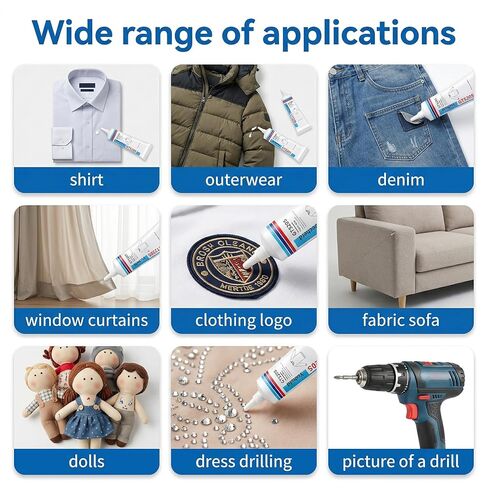 Fabric Glue, Permanent Super-Strength Repair Adhesive: Waterproof, high-Strength, Transparent, Suitable for Repairing Clothing, Denim, Leather, Polyester, Various Fabrics, and applying Patches（2oz） in Saudi Arabia