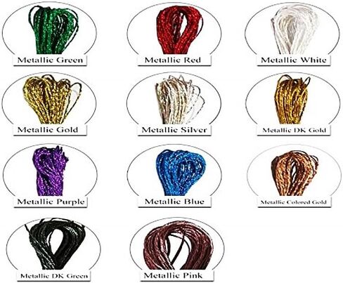 11 Skeins Metallic Embroidery Floss, Comes with 11 Paper Thread bobbins and 1 Large-Eye Needle. Special Thread for Handmade DIY Embroidery Crafts (8 Meters per Skein, 12 Strands) in Kuwait