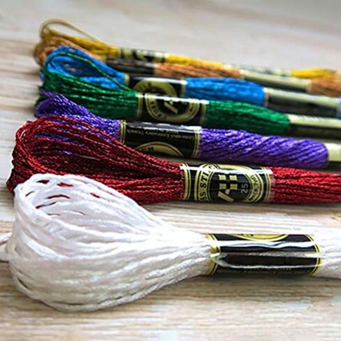 11 Skeins Metallic Embroidery Floss, Comes with 11 Paper Thread bobbins and 1 Large-Eye Needle. Special Thread for Handmade DIY Embroidery Crafts (8 Meters per Skein, 12 Strands) in Kuwait
