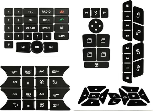 AtticZone Steering Wheel Button Repair Sticker Kit Button Decals Compatible with Benz C-Class W204 E-Class W212 W207 CLS C218 GLK X204 SLK R172 2011-2016 Interior Button Restore 2 Pcs in Saudi Arabia
