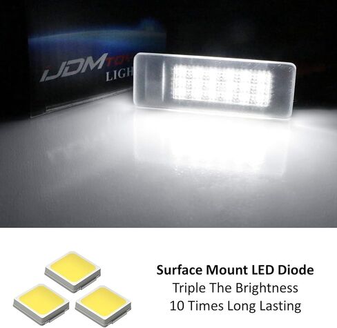 iJDMTOY OEM-Fit 18-SMD 3W مجموعة إضاءة لوحة ترخيص LED كاملة متوافقة مع Infiniti Q50 Q60 QX30 QX50، Nissan GT-R Maxima Leaf، إلخ in Kuwait