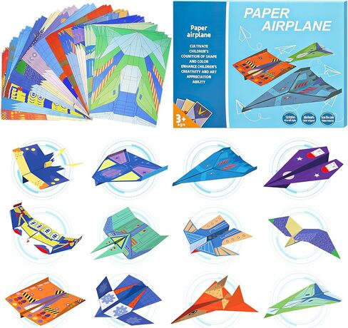 Tumwisk Paper Airplane Kit – 36 Sheets of Origami Paper Featuring 12 Distinct Designs, Double Sided Colored Origami Airplane Book with Video Tutorials, Crafts Gifts for Teens in Saudi Arabia