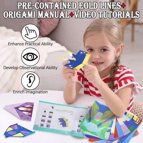 Tumwisk Paper Airplane Kit – 36 Sheets of Origami Paper Featuring 12 Distinct Designs, Double Sided Colored Origami Airplane Book with Video Tutorials, Crafts Gifts for Teens in Saudi Arabia
