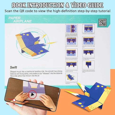 Tumwisk Paper Airplane Kit – 36 Sheets of Origami Paper Featuring 12 Distinct Designs, Double Sided Colored Origami Airplane Book with Video Tutorials, Crafts Gifts for Teens in Saudi Arabia