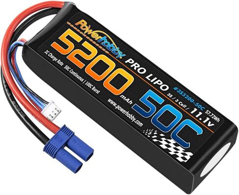 Powerhobby 3S / 3-Cell 11.1V 5200mah 50c Lipo Battery W EC5 Plug/Connector (2 Pack) (EC5) in Saudi Arabia