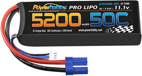 Powerhobby 3S / 3-Cell 11.1V 5200mah 50c Lipo Battery W EC5 Plug/Connector (2 Pack) (EC5) in Saudi Arabia