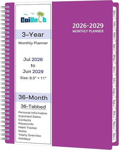 مخطط شهري 2025-2028 ، مخطط تقويم 36 شهرًا 2025-2028 من يوليو 2025-يونيو 2028 ، 8.5 'x 11' مع ​​انتشار محكم ، غطاء مرن ، سلك دوامة ، جيب ، علامات تبويب مطلية ، ملاحظات ＆ العادة in Saudi Arabia