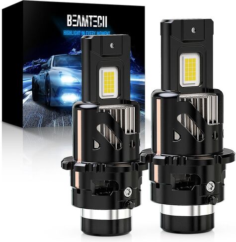 BEAMTECH D2S Bulb,28000Lumens 80W 6500K White Plug and Play with Cooling Fan ATV/UTV Fog Bulb,Pack of 2 in Saudi Arabia
