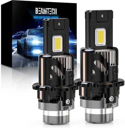 BEAMTECH D2S Bulb,28000Lumens 80W 6500K White Plug and Play with Cooling Fan ATV/UTV Fog Bulb,Pack of 2 in Saudi Arabia