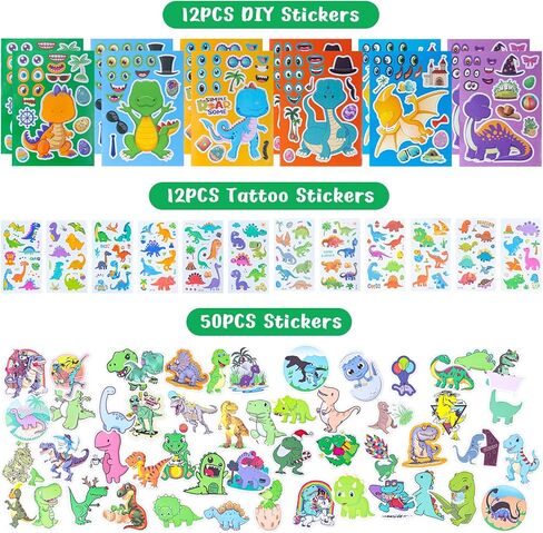 Dinosaur Party Favors for Kids -12 Pack Dinosaur Gift Bags with Masks, Stamps, Stickers, Keychains, Dinosaur Eggs & Rings, Dinosaur Birthday Party Supplies, Goodie Bag Stuffers in Saudi Arabia
