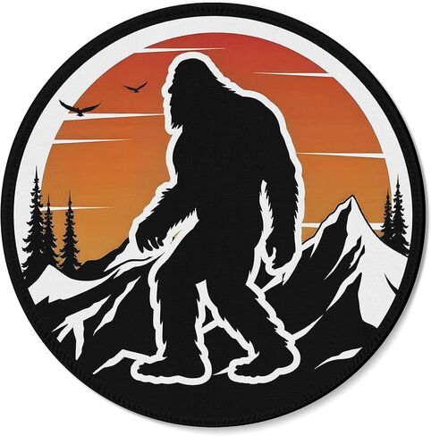 Funny Bigfoot Moon Green Forest Blue UFO Gaming Round Mouse Pad, Cool Aesthetic Spaceship Mousepad for Computer Laptop Keyboard School Home Desktop Gamer Home Accessories Decor, 7.9x7.9 Inch in Saudi Arabia