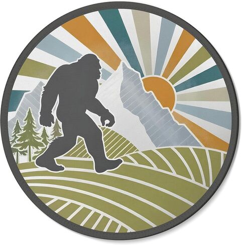 Funny Bigfoot Moon Green Forest Blue UFO Gaming Round Mouse Pad, Cool Aesthetic Spaceship Mousepad for Computer Laptop Keyboard School Home Desktop Gamer Home Accessories Decor, 7.9x7.9 Inch in Saudi Arabia