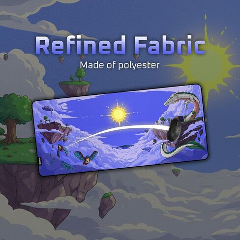 Terraria Extended Gaming Mouse Pad | XXL 36" x 16" | 5mm Thick, Waterproof Surface, Smooth Polyester Fabric, and Natural Rubber Base (Floating Island) in Saudi Arabia