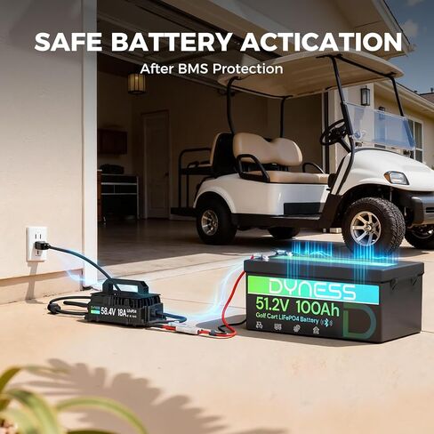Dyness 48V 18A Golf Cart Battery Charger, 58.4V 18Amp Fast Charger for 48V Lithium Golf cart Battery, IP67 Waterproof, 48V Lithium Battery Charger Perfect for Golf cart, RV, Trolling Motor in Saudi Arabia