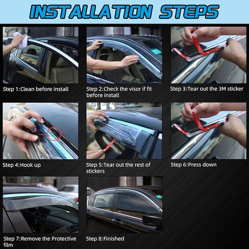 Deal 4-Piece Set Outside Mount Tape On/Clip On Type Smoke Tinted Sun/Rain Guard Vent Window Visors with Chrome Trim Compatible with 2016-2020 Civic 4-Door Sedan Only in Kuwait