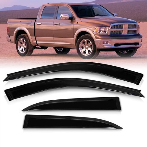 موزعو AJP 4 قطع شريط على النافذة حاجب المطر وحاجب الشمس والرياح متوافق/بديل لـ Ram 1500 4 Door Quad Crew Extended Cab 2009 2010 2011 2012 2013 2014 2015 2016 2017 2018 in Kuwait
