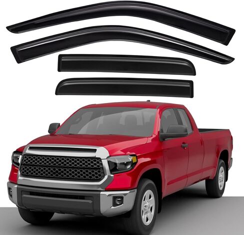 حاجب نافذة تهوية أوتوماتيكية للتركيب الخارجي من Lightronic، يناسب 2022-2026 Toyota Tundra، بيك اب مزدوج الكابينة، واقي مطر للحماية من الأشعة فوق البنفسجية، عاكس الرياح الأصلي للدخان، سهل التركيب بدون حفر، 4 قطع in Kuwait